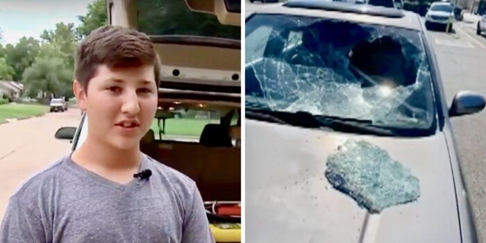 12-year-old boy comes to the rescue of a baby trapped in a hot car when the windshield breaks