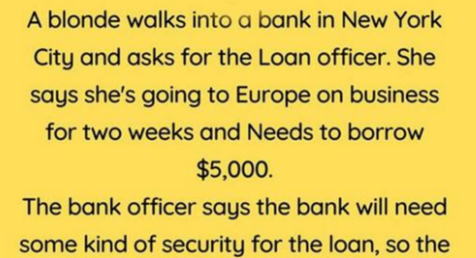 A Clever Blonde and a Bank Loan 