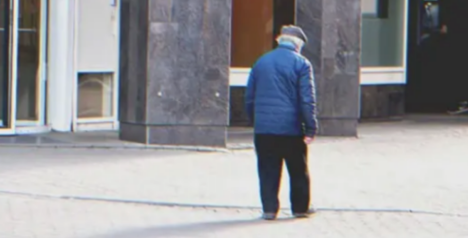 WOMAN YELLED AT THE OLD MAN, WHO WAS WEARING HIS OVERWORN COAT AT THE POST OFFICE 